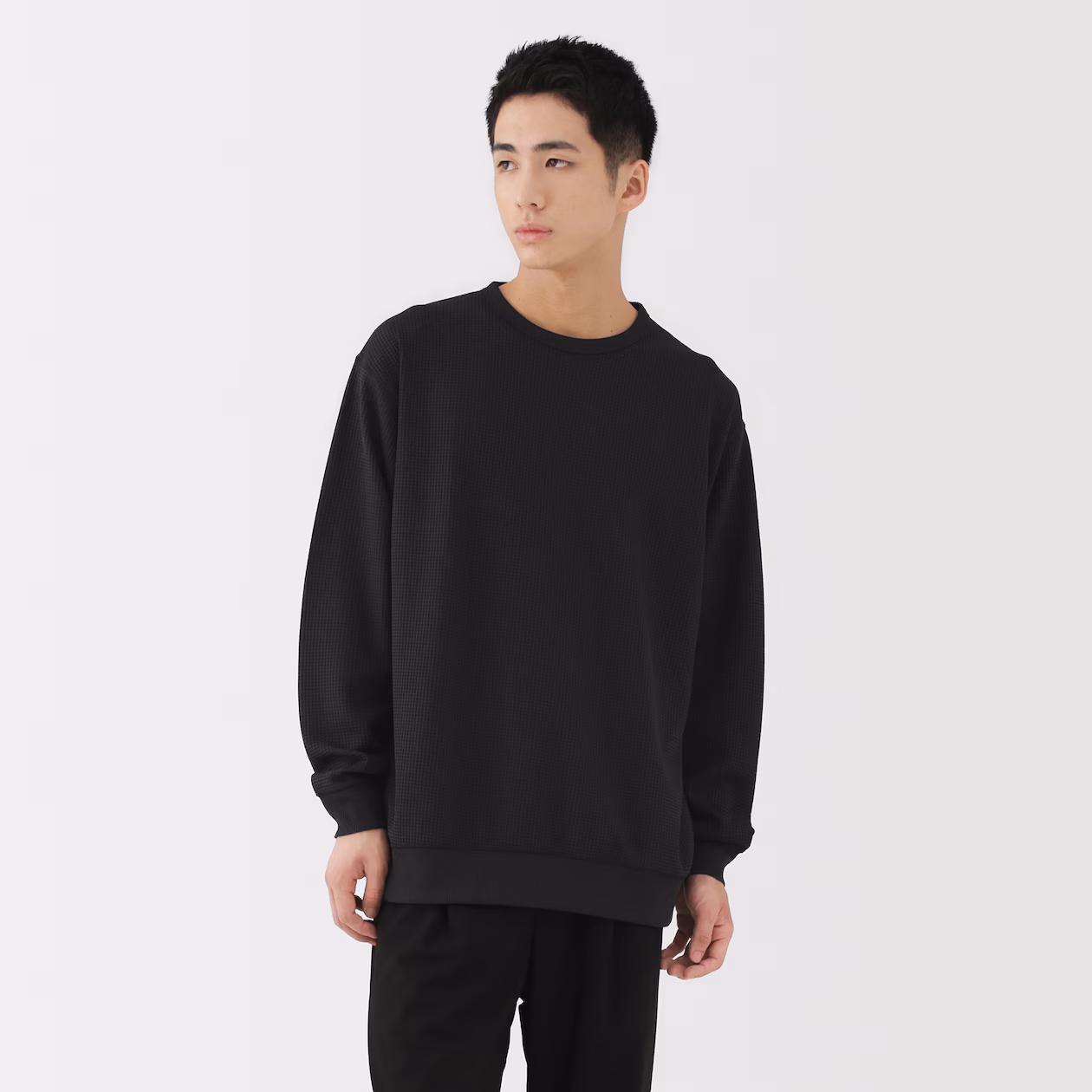 無印良品 ワッフル長袖Tシャツ（紳士） 公式画像